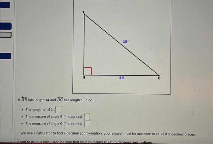 Solved If AB Has Length 14 And BC Has Length 18 , Find: - | Chegg.com