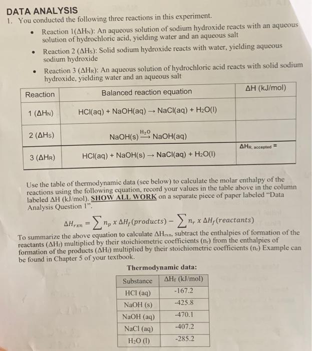 DATA ANALYSIS 1. You conducted the following three | Chegg.com