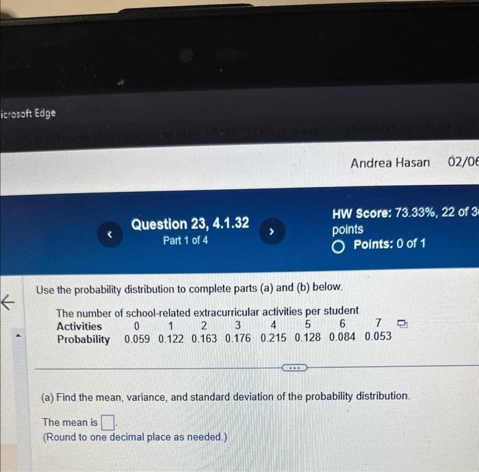 Solved Use the probability distribution to complete parts | Chegg.com
