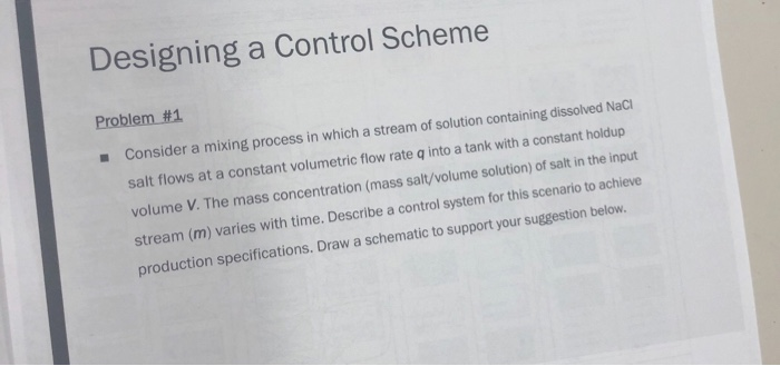 Solved Designing a Control Scheme Problem #1 Consider a | Chegg.com