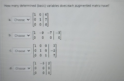 How many determined (basic) ﻿variables does each | Chegg.com
