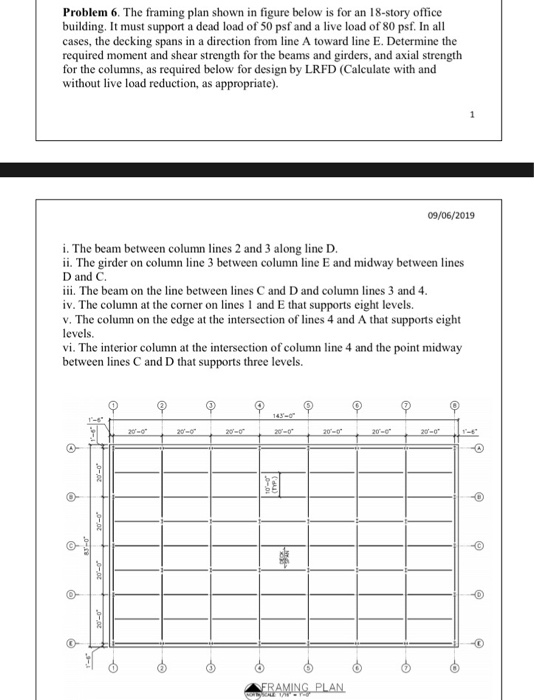 Problem 6. The framing plan shown in figure below is | Chegg.com