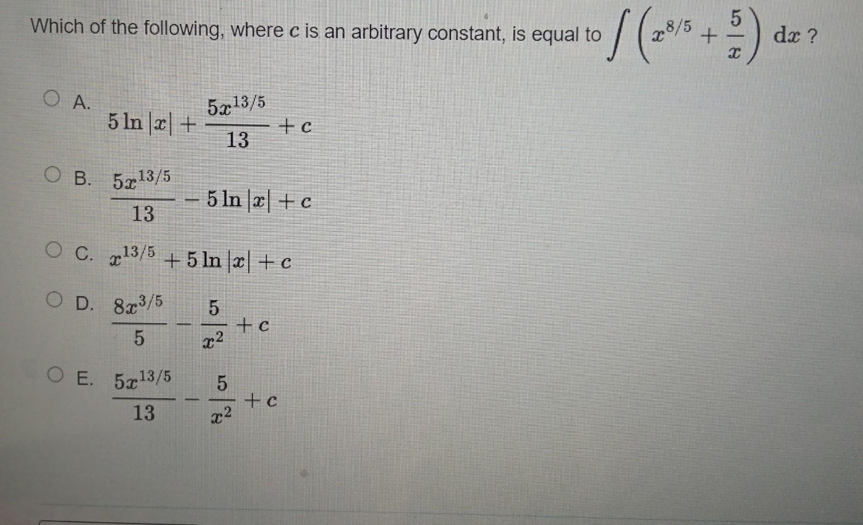 Solved Which Of The Following, Where C Is An Arbitrary | Chegg.com