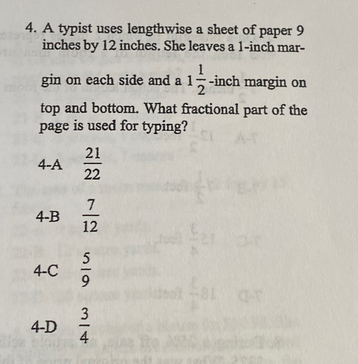 Solved A typist uses lengthwise a sheet of paper 9 ﻿inches | Chegg.com