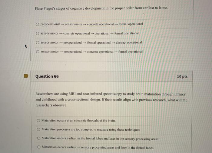 Piaget's stages of cognitive shop development in order are