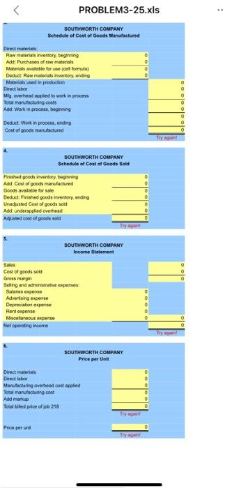 ONE SPREADSHEET CONTAINS INFORMATION TO COMPLETE YOUR | Chegg.com