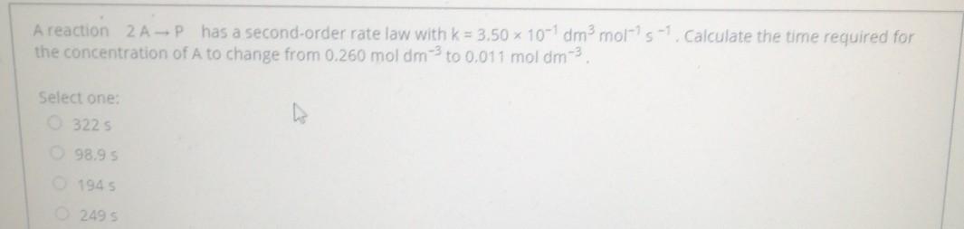 Solved A Reaction 2a-p Has A Second-order Rate Law With K = 