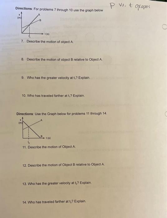 Constant Velocity Models Worksheet Directions For
