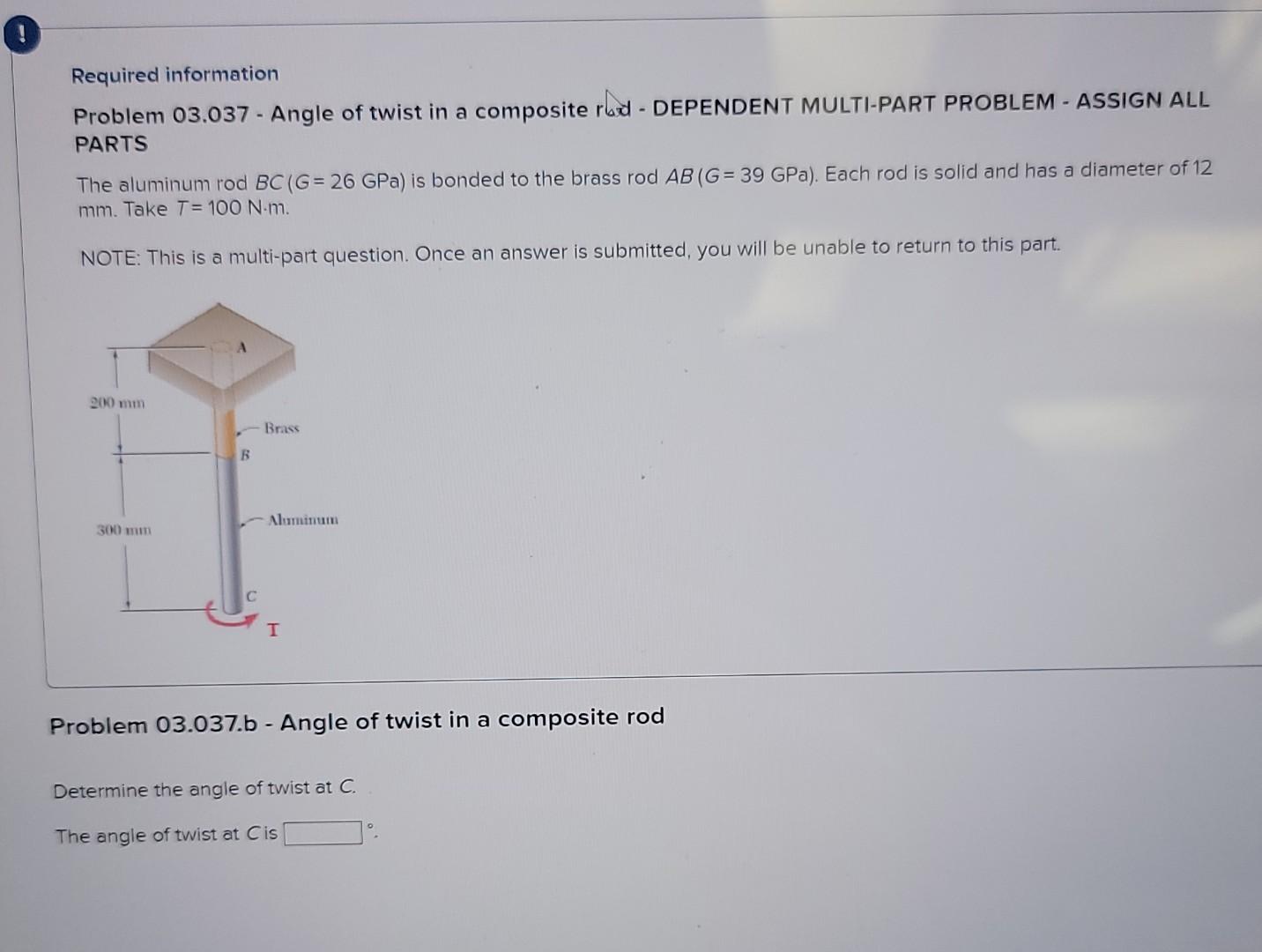 Solved Required Information Problem 03.037 - Angle Of Twist | Chegg.com