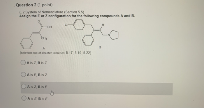 Solved Question 2 1 Point Ez System Of Nomenclature