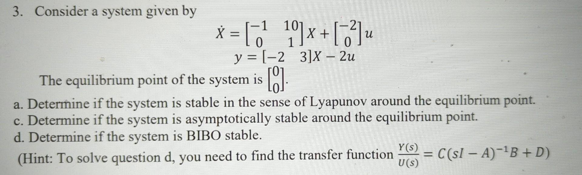 Solved 3. Consider A System Given By | Chegg.com