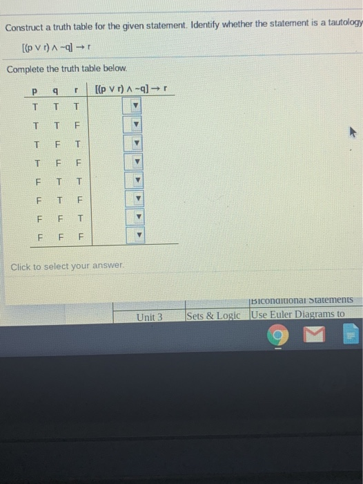 Solved Construct a truth table for the given statement. | Chegg.com