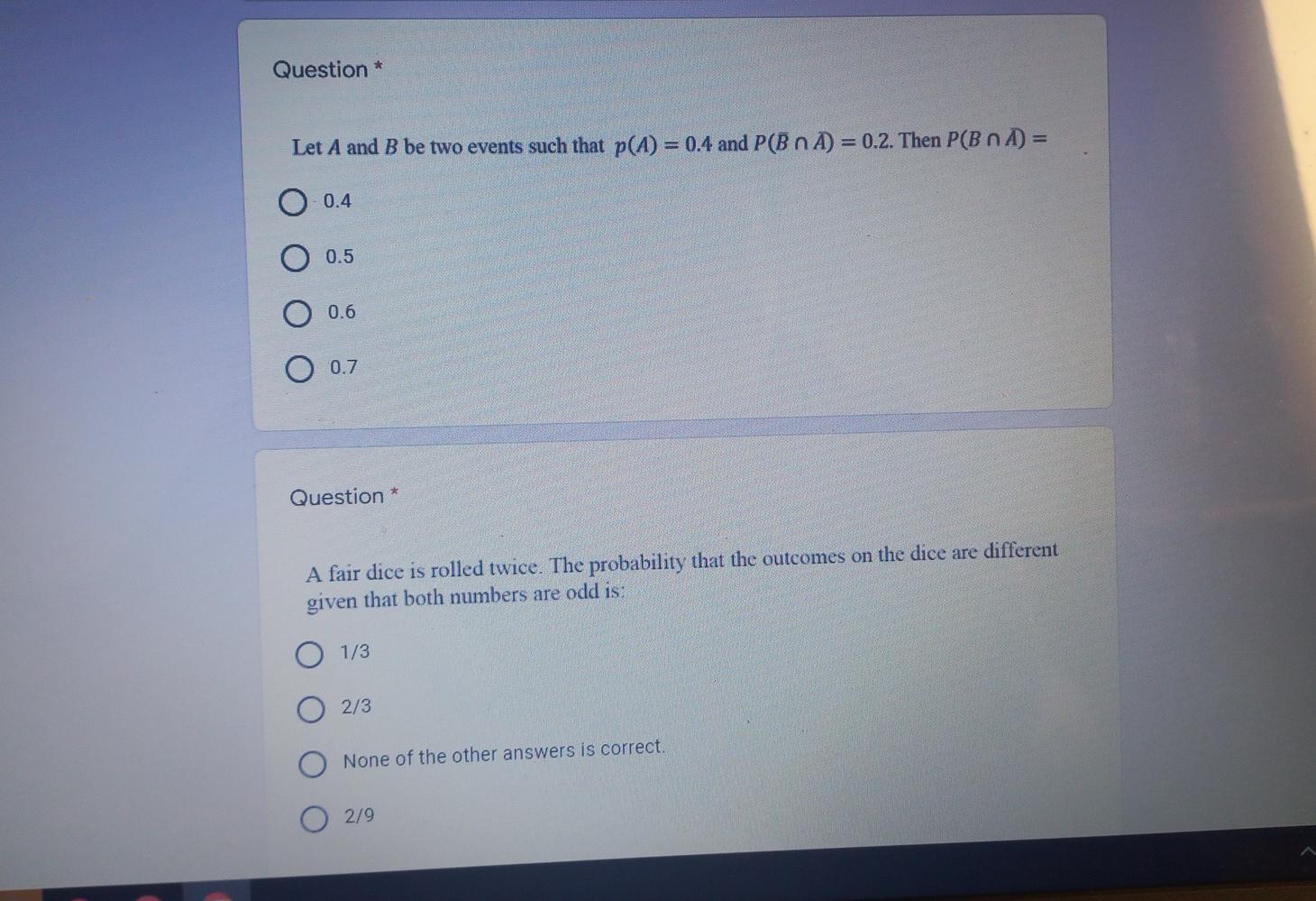 Solved Question * Let A And B Be Two Events Such That P(A) = | Chegg.com