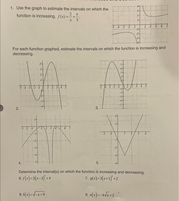 Solved 1. Use the graph to estimate the intervals on which | Chegg.com