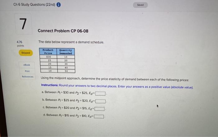 Ch 6 Study Questions 22nd Saved 7 Connect Problem Chegg Com