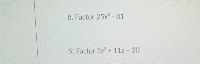 25x2 9 factor