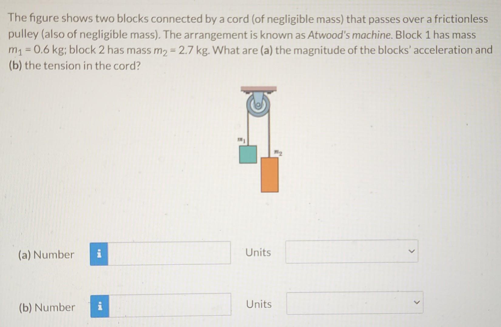 Solved The figure shows two blocks connected by a cord (of | Chegg.com