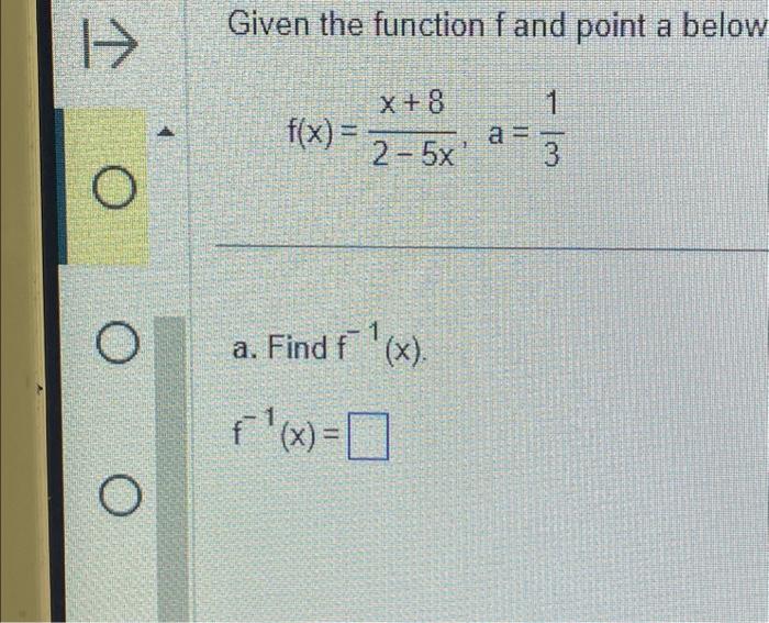 Solved Given the function f and point a below | Chegg.com