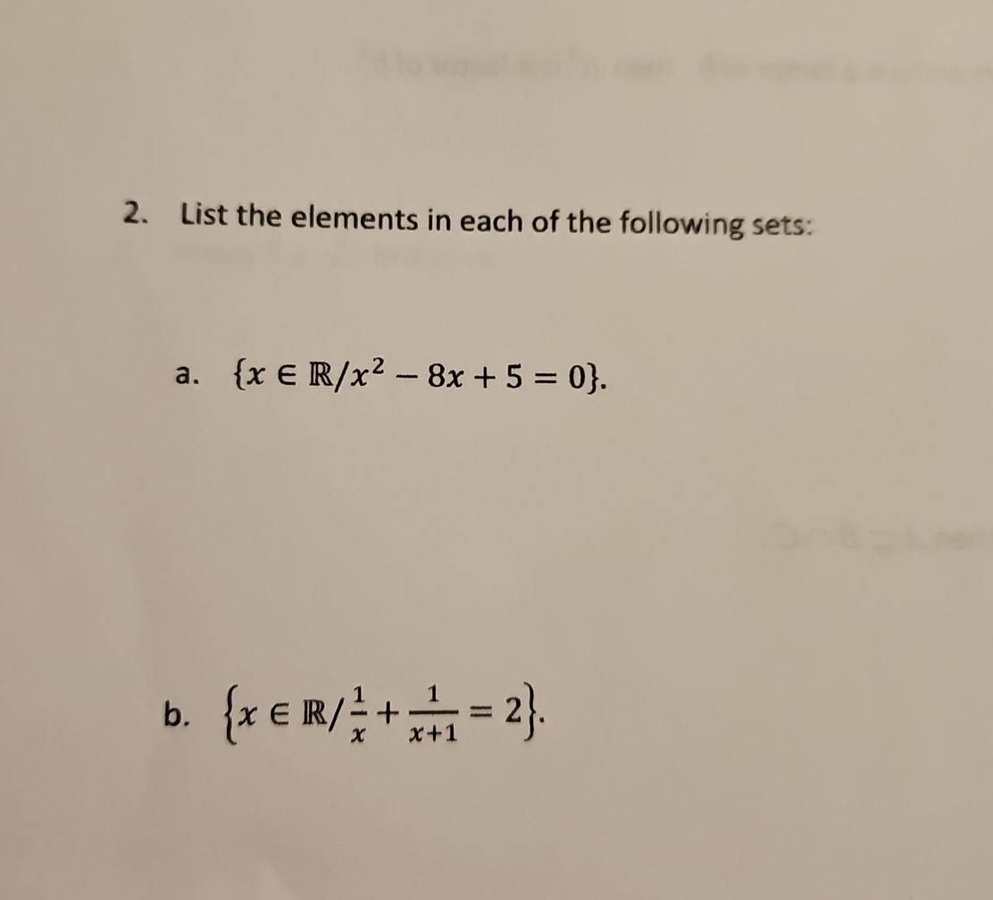 Solved List the elements in each of the following | Chegg.com
