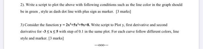 Solved 2). Write a script to plot the above with following | Chegg.com