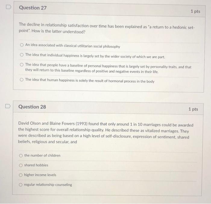 Solved D Question 27 1 pts The decline in relationship | Chegg.com