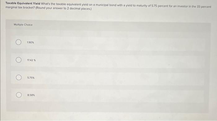 Solved Taxable Equivalent Yield What's the taxable | Chegg.com