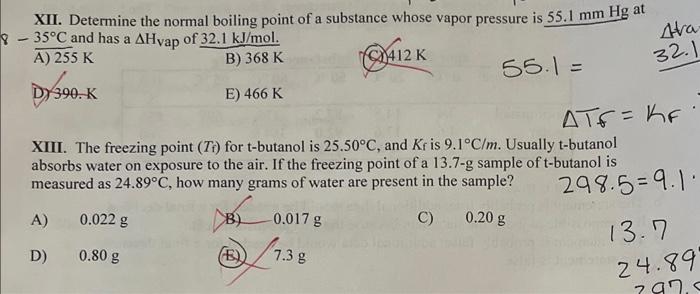 Solved XII Determine The Normal Boiling Point Of A Chegg Com