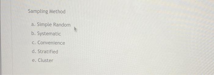 Match the name of the sampling method with the | Chegg.com