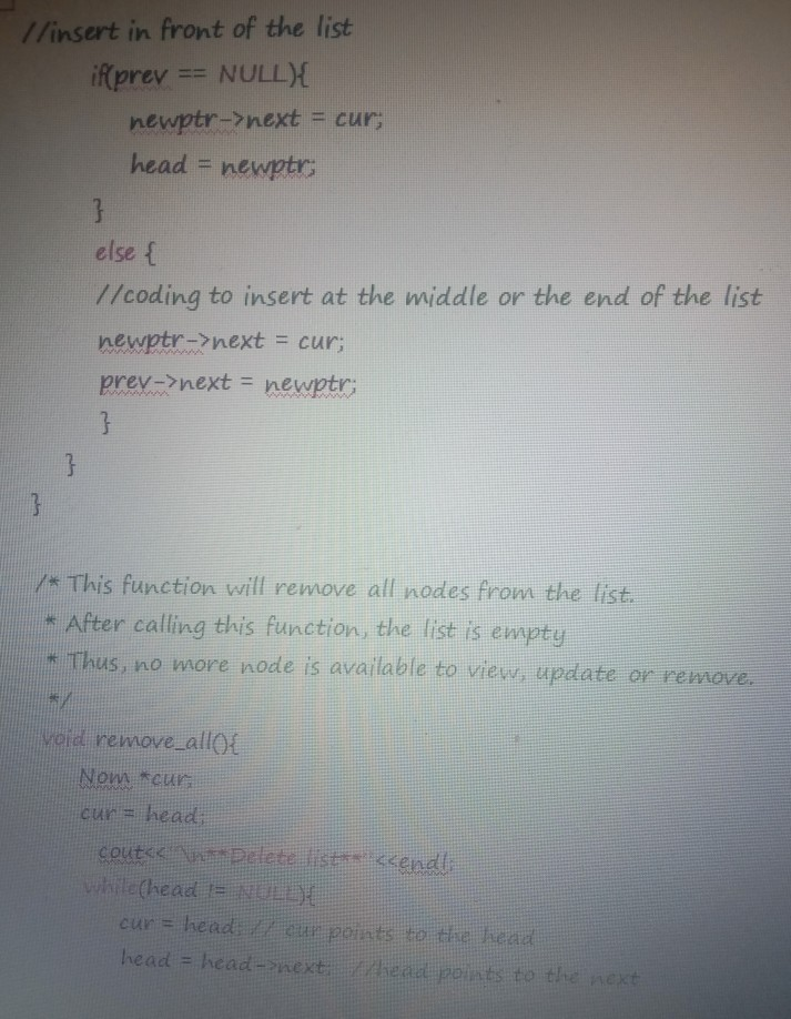 Solved 1. Please modify the linked list program provided to | Chegg.com