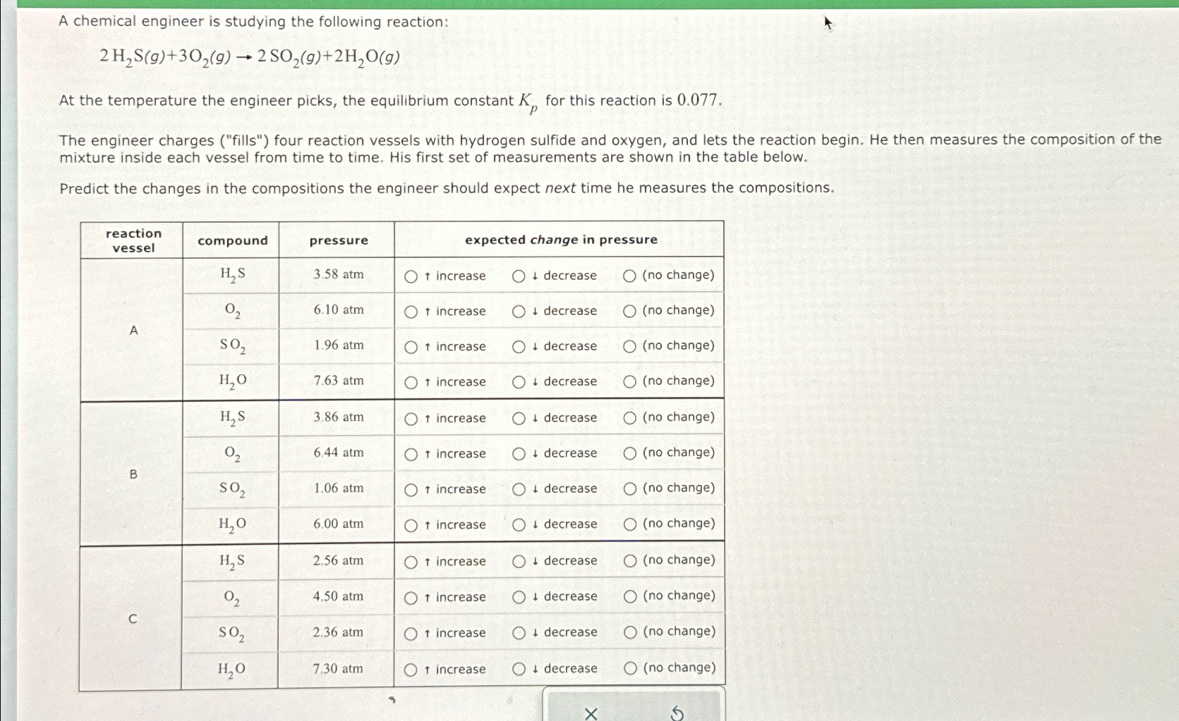 Solved A chemical engineer is studying the following | Chegg.com