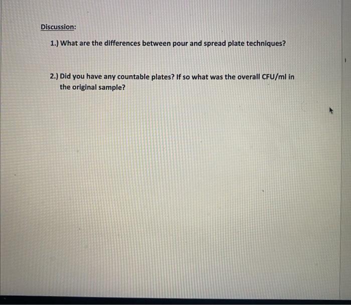 Solved Experiment 7 Quantitative Plate Counts Purpose
