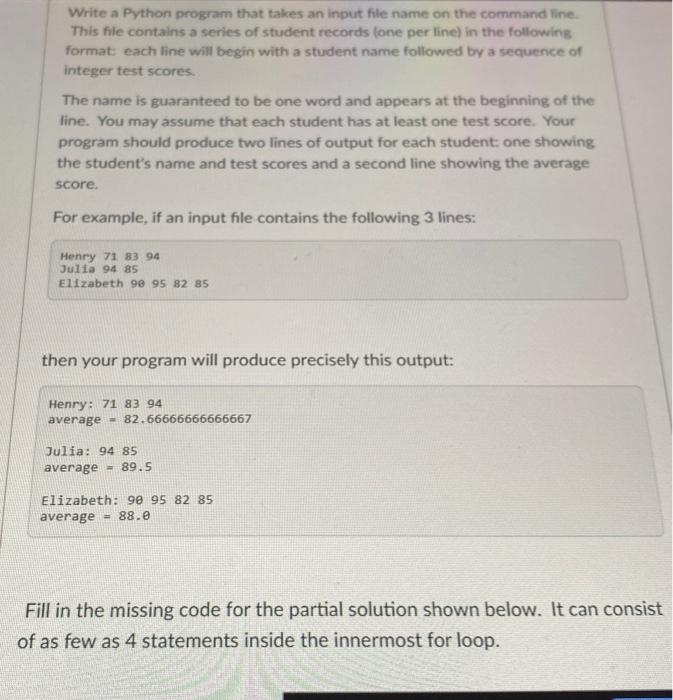 Solved Write a Python program that takes an input file name | Chegg.com