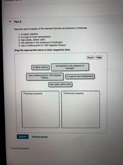 Solved Part A Describe Each Property Of The Element Fluor