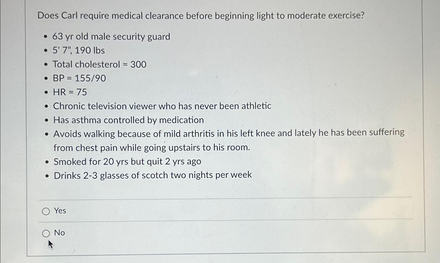 Light to moderate online exercise