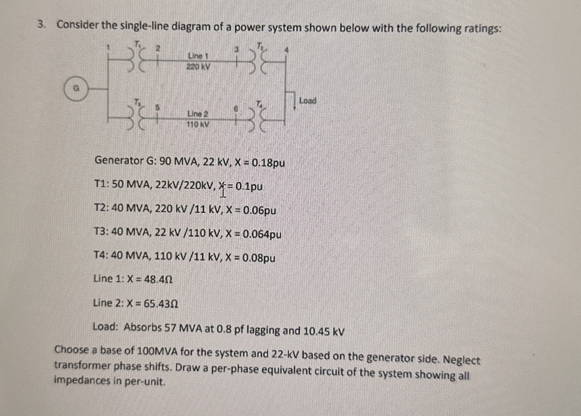 Solved Consider the single-line diagram of a power system | Chegg.com