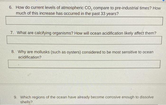 Solved 1. What is ocean acidification? What consequences | Chegg.com
