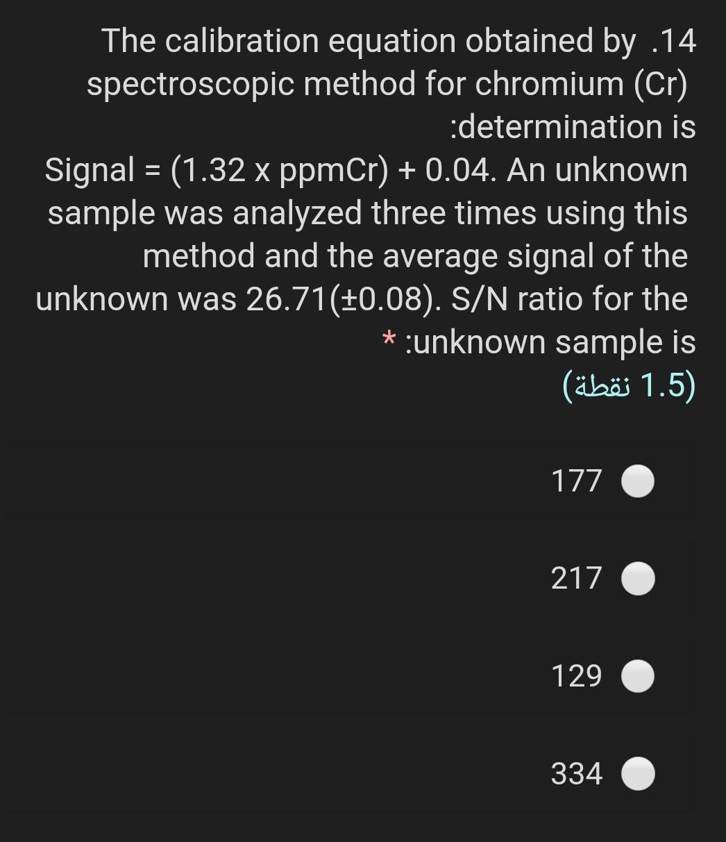 Solved The calibration equation obtained by .14 | Chegg.com
