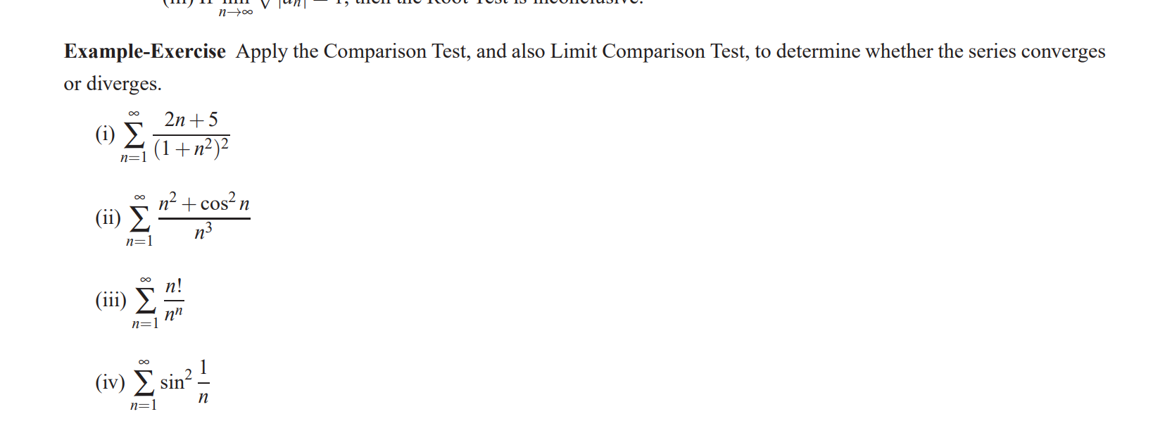 Solved Example-Exercise Apply the Comparison Test, and also | Chegg.com