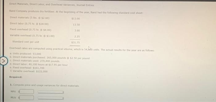 Solved 2. Compute the direct labor rate and labor efficiency | Chegg.com