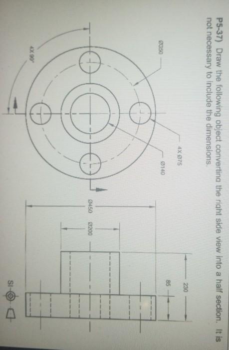 Solved P5-37) Draw the following object converting the right | Chegg.com