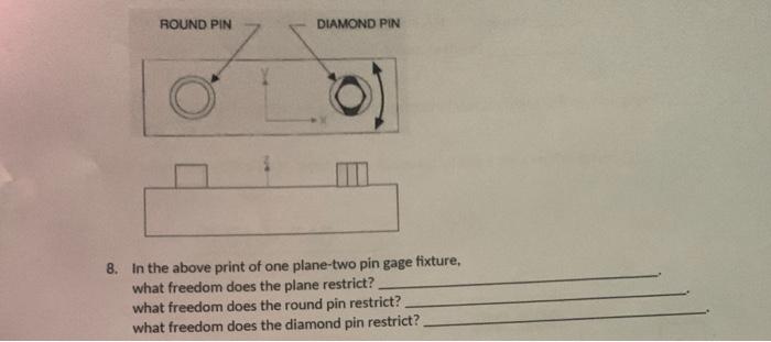 Solved 8. In the above print of one plane-two pin gage | Chegg.com