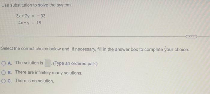 Solved Use substitution to solve the system. | Chegg.com