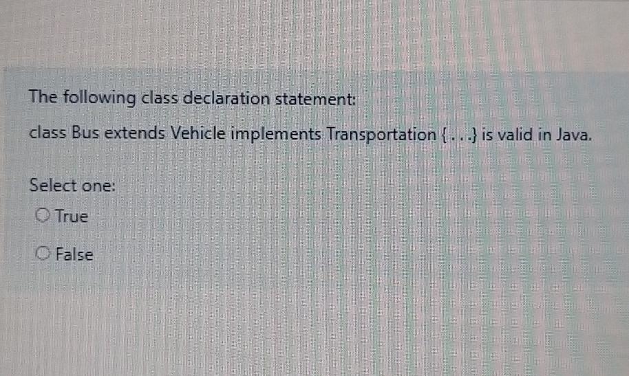 Solved The following class declaration statement class Bus