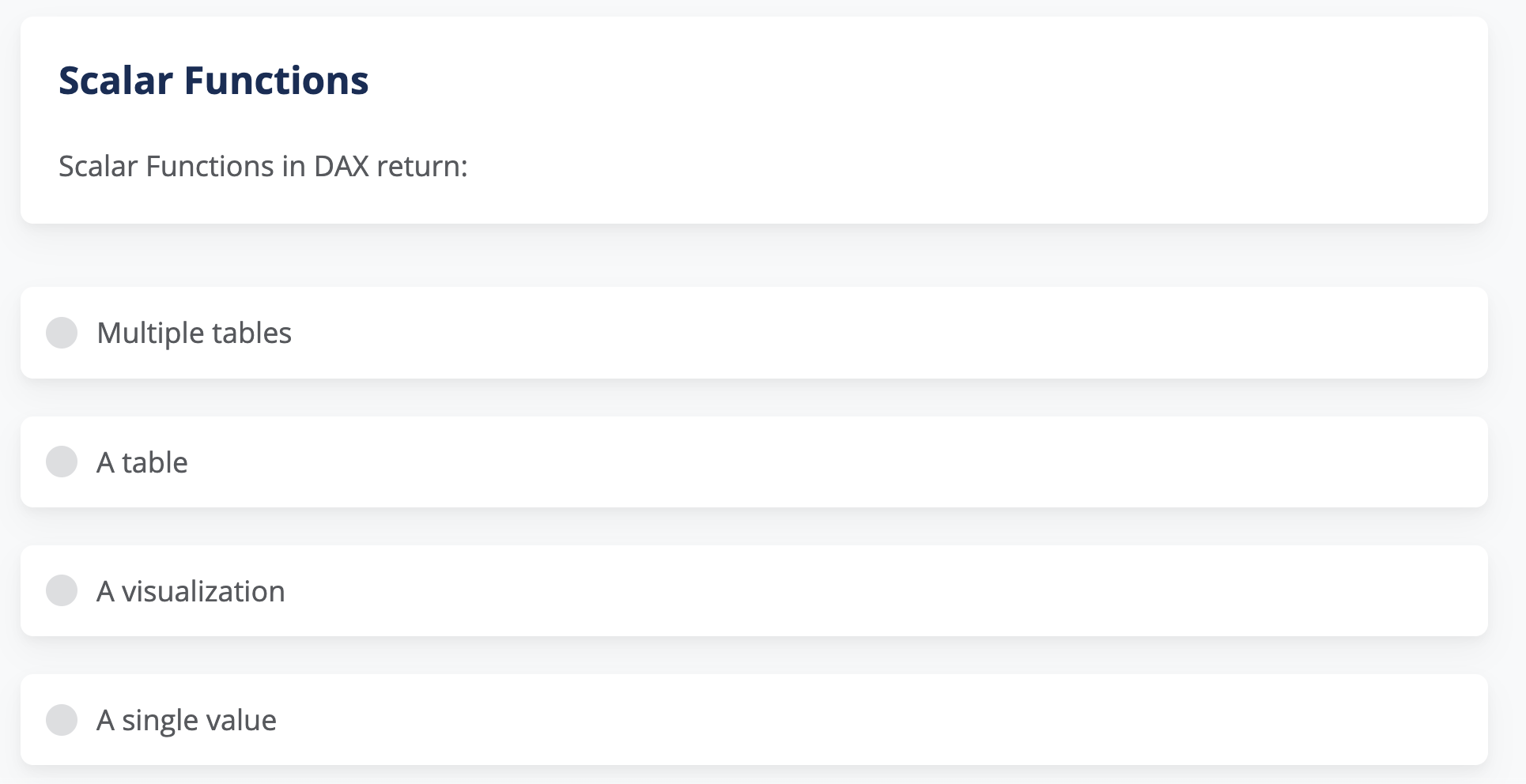 Solved Scalar FunctionsScalar Functions in DAX | Chegg.com