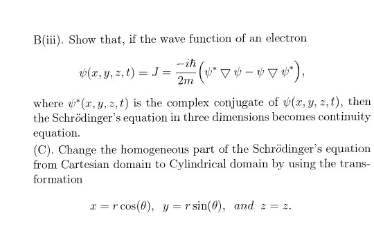 Solved B Iii Show That If The Wave Function Of An Elec Chegg Com