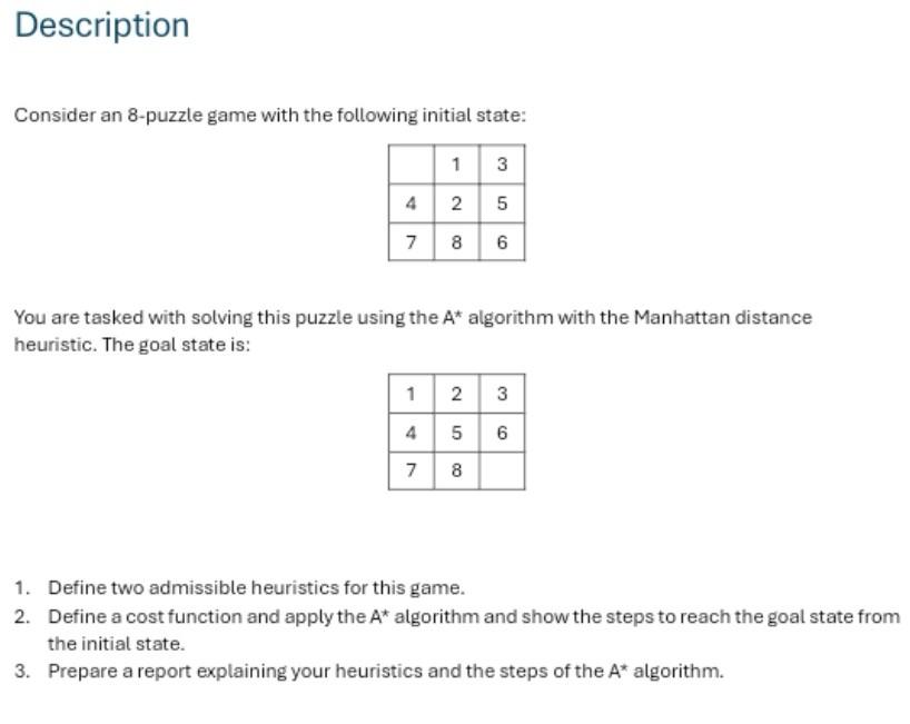 Solved Consider An 8 Puzzle Game With The Following Initial Chegg Solved Consider An 8 Puzzle Game With The Following Initial Chegg