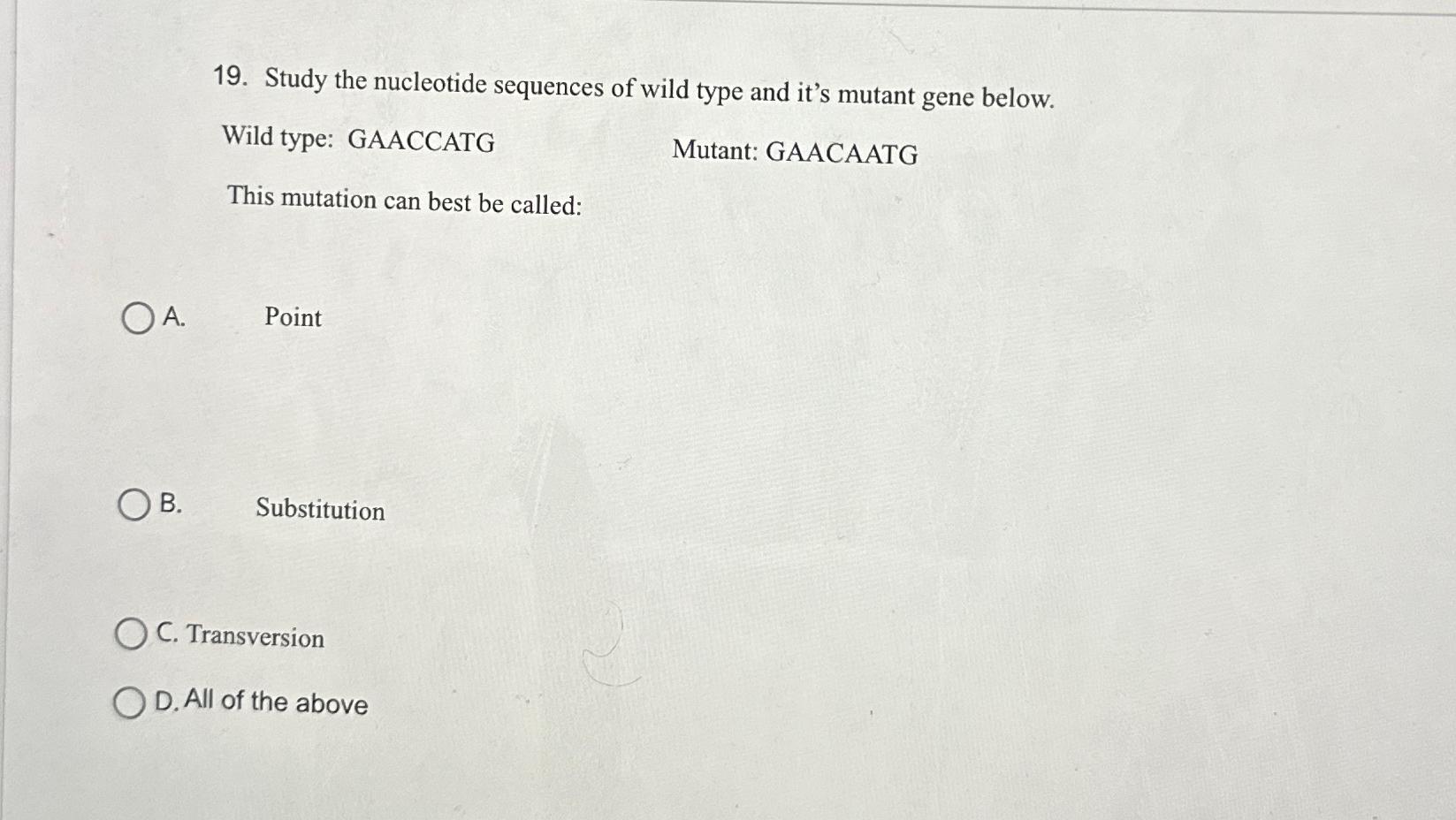 Solved Study the nucleotide sequences of wild type and it's | Chegg.com