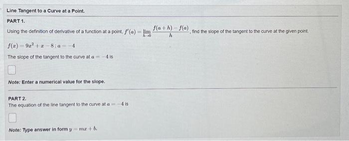 Solved Using the definition of derivative of a function at a | Chegg.com