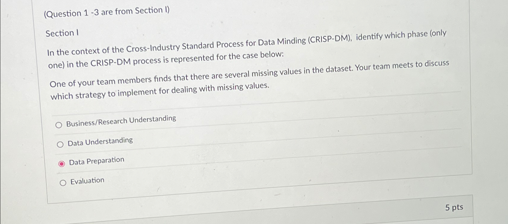 Solved (Question 1-3 ﻿are From Section I)Section 1In The | Chegg.com