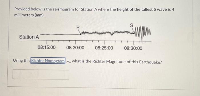Solved Provided below is the seismogram for Station A where | Chegg.com